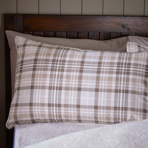 Кафяво двойно спално бельо от шерпа 200x200 cm Cosy Sherpa Check – Catherine Lansfield