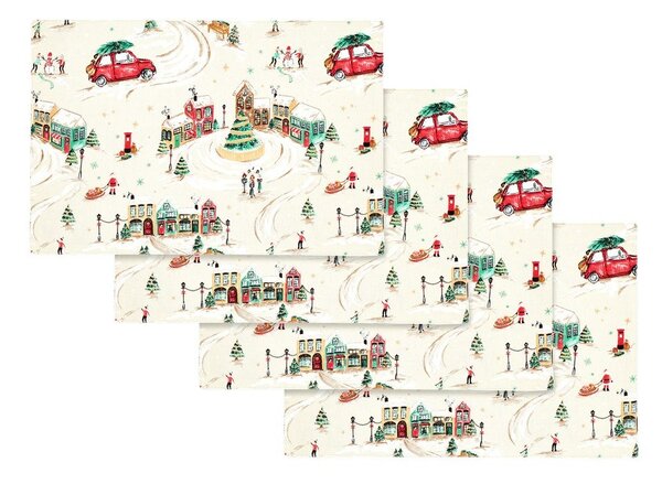 Памучни подложки за хранене в комплект от 4 бр. 30x46 cm Christmas Town – Catherine Lansfield