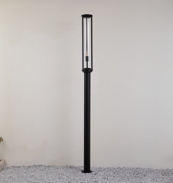 Lucande външна лампа Alivaro, черна, 220 cm, E27, IP65, Затъмняване, Черен, Алуминий, Модерен