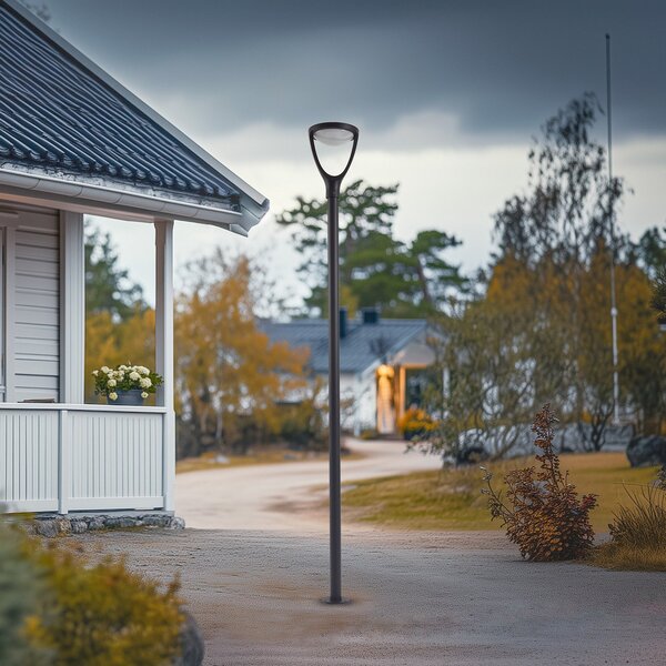 Lucande LED външно осветление Filor, черно, алуминий, 250 cm, Черен, Алуминий, Модерен