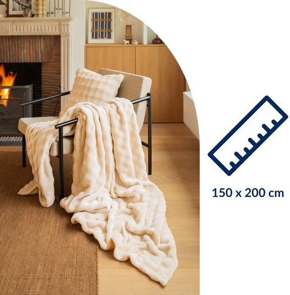 Одеяло от микроплюш в цвят слонова кост 150x200 cm Wave – Tiseco Home Studio