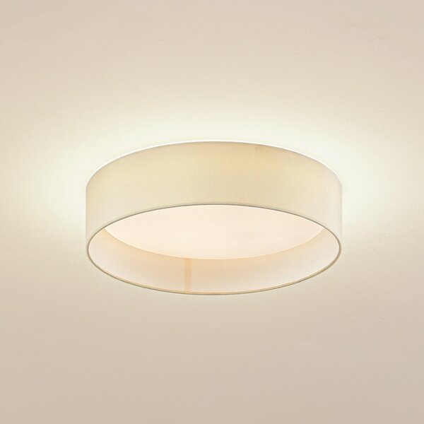 Lindby LED осветление за таван Eilif, плат, бяло, Ø 40 cm, CCT, Бежов, Дневна/трапезария, Плат / текстил, Модерен