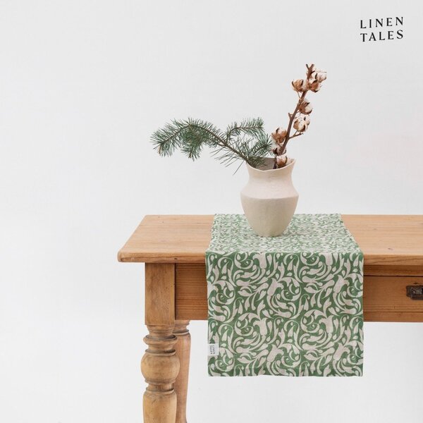 Ленена покривка 40x200 cm Evergreen Damask – Linen Tales
