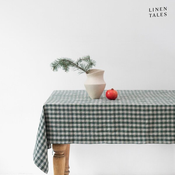 Ленена покривка за маса 140x250 cm Forest Green Gingham – Linen Tales