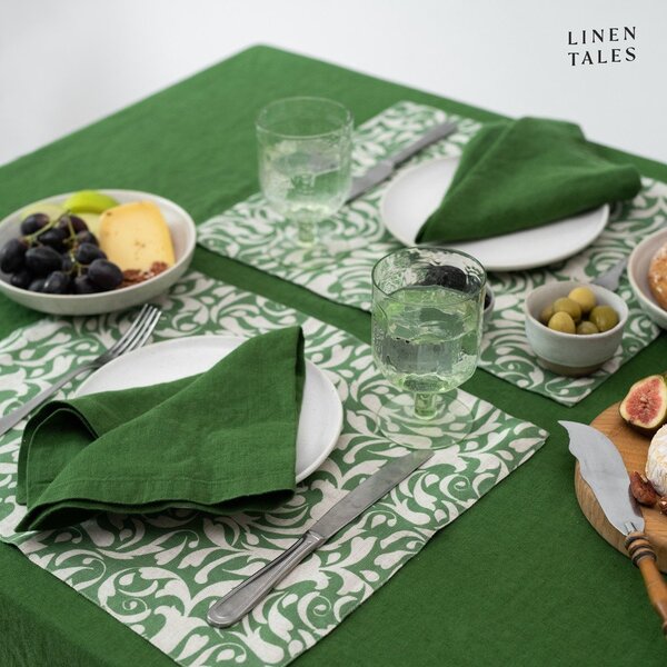 Ленена подложка за хранене 35x45 cm Evergreen Damask – Linen Tales