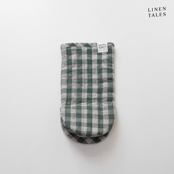 Ленена кухненска ръкавица Forest Green Gingham – Linen Tales