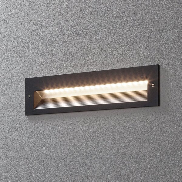 BEGA 33055 LED за стена вграждане 3 000K графит 32 cm, Сив, Коридор, Метал, Ъглово вградено осветление
