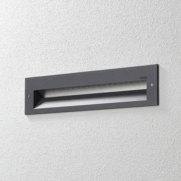 BEGA 33055 LED за стена вграждане 3 000K графит 32 cm, Сив, Коридор, Метал, Ъглово вградено осветление