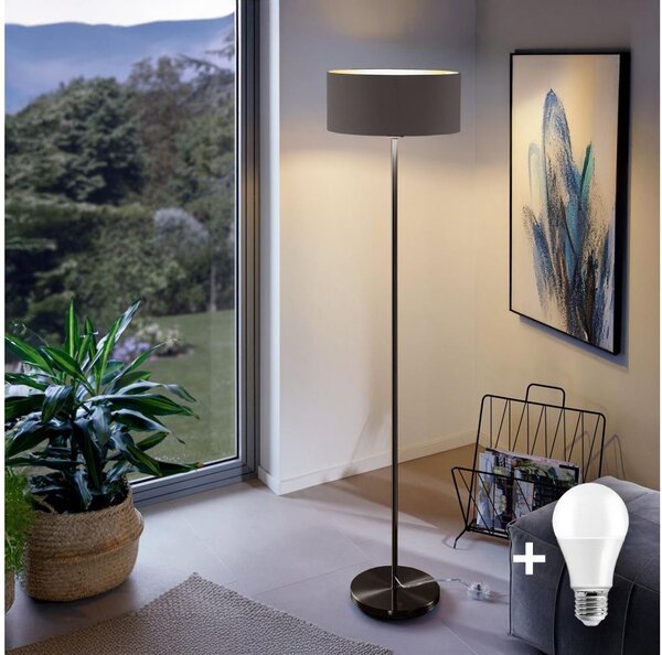 LED подова лампа TUNJA 1xE27/20W/230V Ø 38 cm черна/кафява