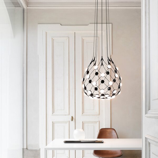 Luceplan MESH висяща лампа 55 см, Затъмняване, Черен, Дневна/трапезария, Метал, Модерен