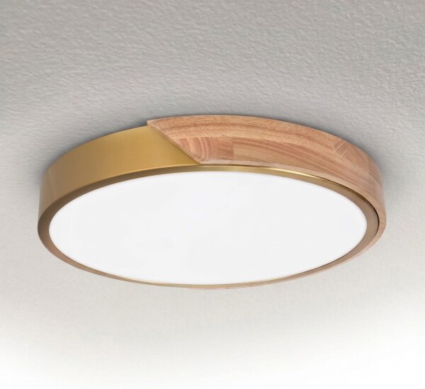 BRILAGI - LED таванно осветително тяло PILANA LED/24W/230V дъб/златист Ø 30 см