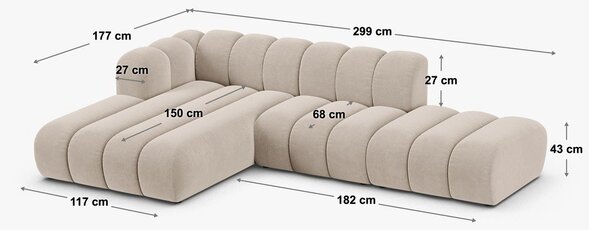 Жълт ъглов диван (десен ъгъл) Lupine – Micadoni Home