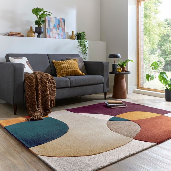 Лилав ръчно изработен вълнен килим 120x170 cm Glow Purple Multi – Flair Rugs