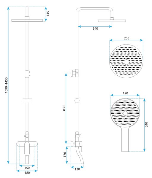 Комплект за душ REA DROP Brush Copper