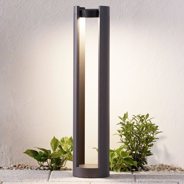 Lucande LED осветление за стълб Dylen, сиво, метал, 80 cm, IP65, Черен, Метал, Модерен