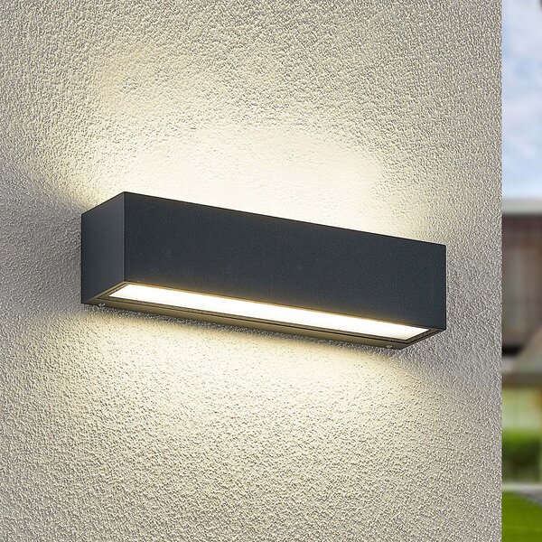 Arcchio LED стенна лампа Lengo, 25 cm, 2-крилна, антрацит, CCT, Черен, Алуминий, Модерен
