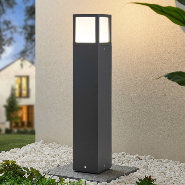 Lucande LED осветление за пътеки Dewari, 65 cm, тъмно сиво, IP54, Сив, Алуминий, Модерен