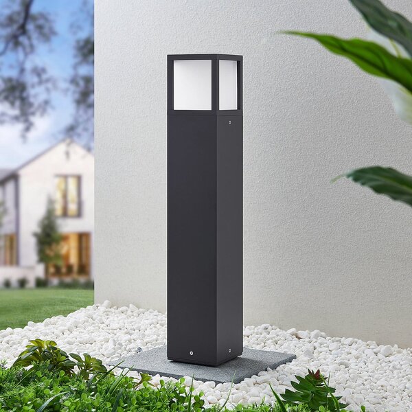 Lucande LED осветление за пътеки Dewari, 65 cm, тъмно сиво, IP54, Сив, Алуминий, Модерен