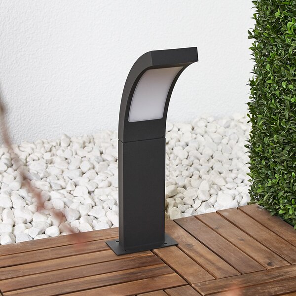 Lucande LED лампа за пиедестал Juvia, 40 cm, антрацит, IP54, Черен, Алуминий, Модерен