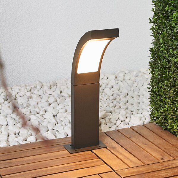 Lucande LED лампа за пиедестал Juvia, 40 cm, антрацит, IP54, Черен, Алуминий, Модерен