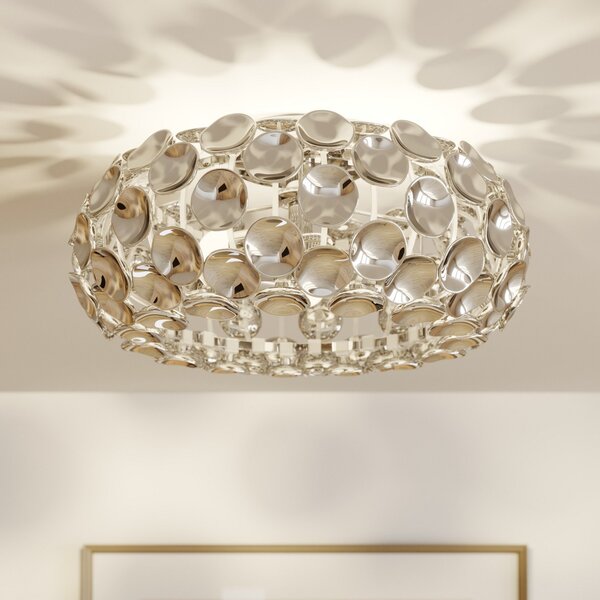 Lindby Таванна лампа Reza, Ø 48 cm, цвят хром, E14, Затъмняване, Металик, Коридор, Пластмаса, Модерен
