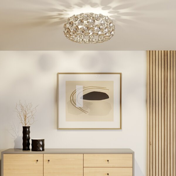 Lindby Таванна лампа Reza, Ø 48 cm, цвят хром, E14, Затъмняване, Металик, Коридор, Пластмаса, Модерен