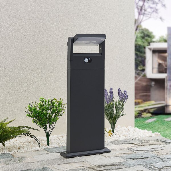 Lindby Novalie LED слънчева светлина за пътека, Сив, Метал, Модерен, Соларно осветление