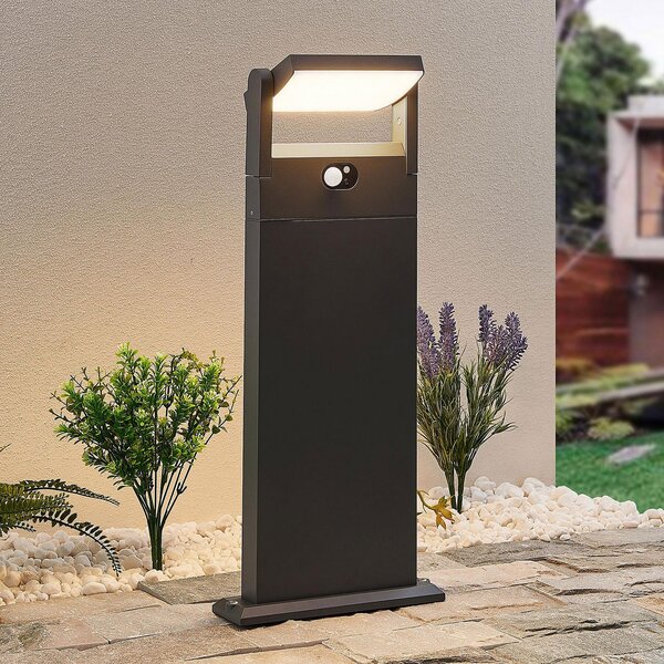 Lindby Novalie LED слънчева светлина за пътека, Сив, Метал, Модерен, Соларно осветление