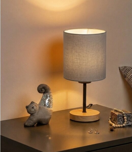 Brilagi - Настолна лампа NUBILA WOOD 1xE27/25W/230V дъб/черен/светлосив