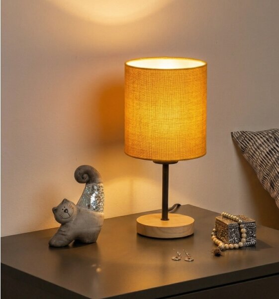Brilagi - Настолна лампа NUBILA WOOD 1xE27/25W/230V дъб/черна/жълта