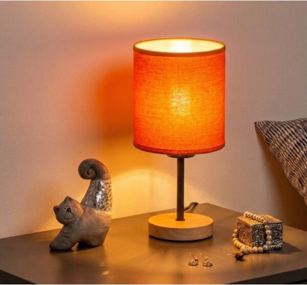 Brilagi - Настолна лампа NUBILA WOOD 1xE27/25W/230V дъб/черен/оранжев