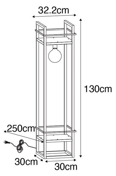 Интелигентна индустриална подова лампа черна с WiFi G95 - Cage Rack