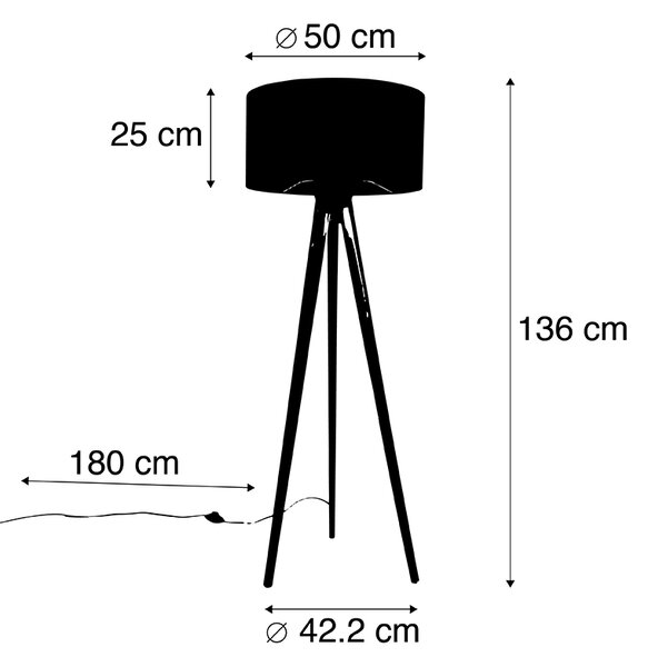 Модерен триножник за подова лампа бял със сив нюанс 50 см - Tripod Classic