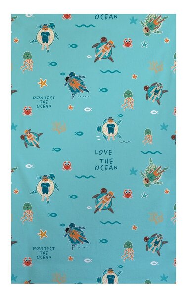 Синя памучна плажна кърпа от тери 75x140 cm Love Ocean – Playmobil