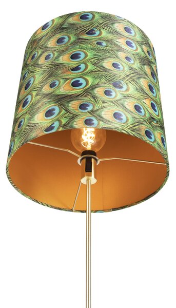 Подова лампа злато/месинг с кадифена абажур Peacock 40/40 cm - Parte