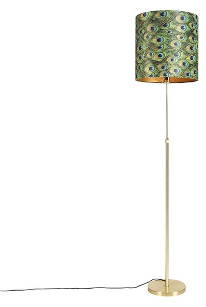 Подова лампа злато/месинг с кадифена абажур Peacock 40/40 cm - Parte
