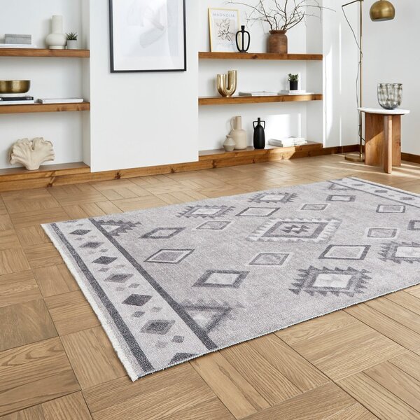 Сива пътека със смес от памук подходяща за пране 60x170 cm Whisper – Think Rugs