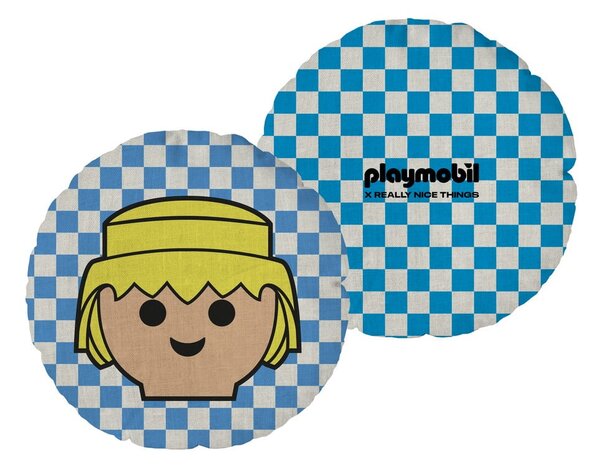 Детска възглавница със смес от лен Checkerboard – Playmobil