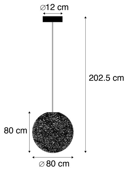 Държавна висяща лампа черна 80 см - Corda