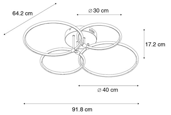 Плафон стоманен с LED 3-степенна димируема 4-светлинна - Joaniqa