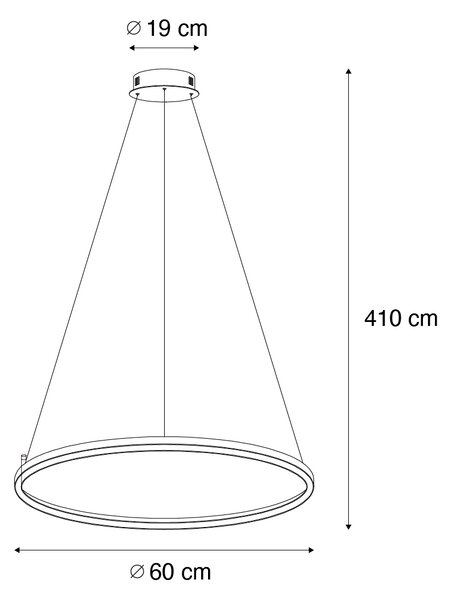 Висяща лампа черна 60 см с LED 3-степенно димиране - Girello