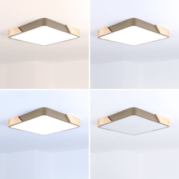 BRILAGI - димируемо LED осветително тяло PILANA SQUARE LED/48W/230V дъб/бежово 42x42 cm + дистанционно управление