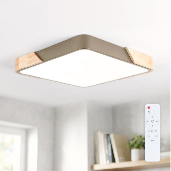 BRILAGI - димируемо LED осветително тяло PILANA SQUARE LED/48W/230V дъб/бежово 42x42 cm + дистанционно управление