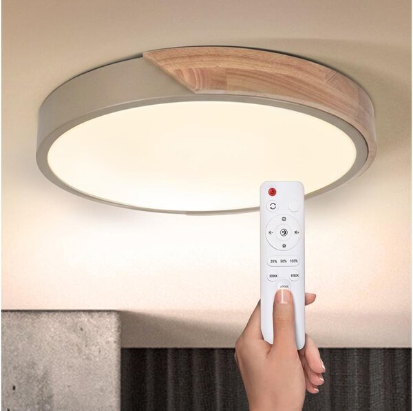 BRILAGI - LED димируемо осветително тяло PILANA LED/48W/230V дъб/бежово Ø 40 см + дистанционно управление