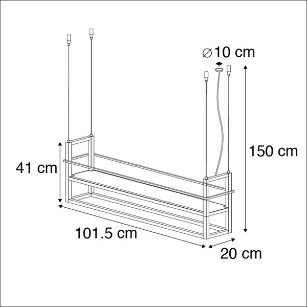 Интелигентен висящ аплик черен с рафт с 4 Wi-Fi A60 - Cage Rack
