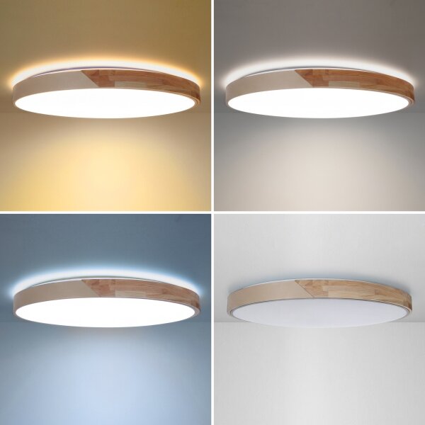 BRILAGI - димируемо LED осветително тяло PILANA LED/72W/230V дъб/бежово Ø 80 см + с дистанционно управление