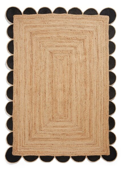 Черен/естествен ютен килим 120x170 cm Savannah Jute – Think Rugs