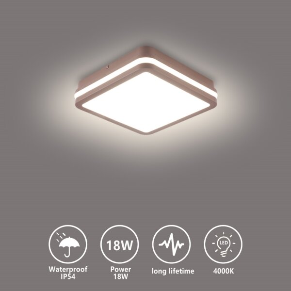Brilagi -LED Външно таванно осветително тяло BENE LED/18W/230V 21,5x21,5 cm кафяво IP54