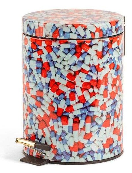 Seletti - Pills Toiletpaper Home Dustbin Ø 20,5 H. 27,5 Бяло/Червено/Синьо Seletti