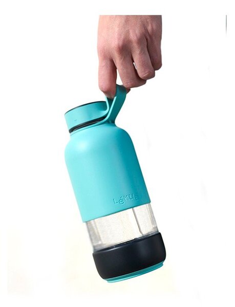 Тюркоазена бутилка за пътуване стъклена бутилка 500 ml To Go – Lékué